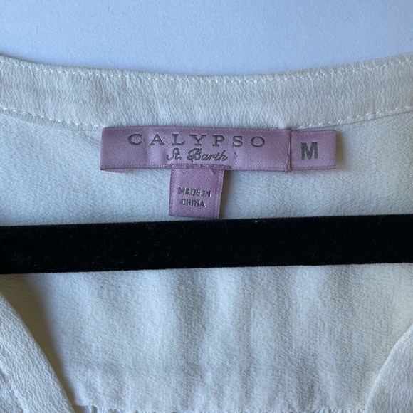 Calypso white silk top/tee - Picture 3 of 3